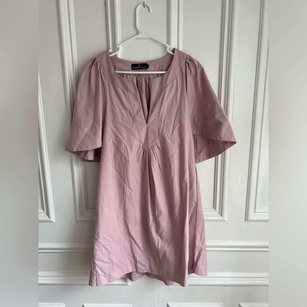 Tuckernuck Pink Flutter Sleeve Wrap Mini Dress